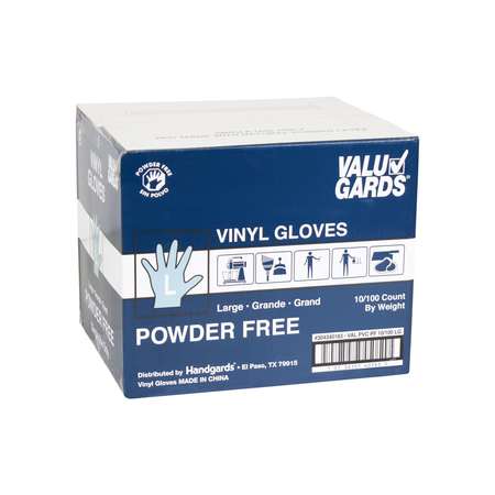 Valugards Valugards PF, Vinyl Disposable Gloves, Vinyl, Powder-Free, L, 1000 PK, Clear 304340183